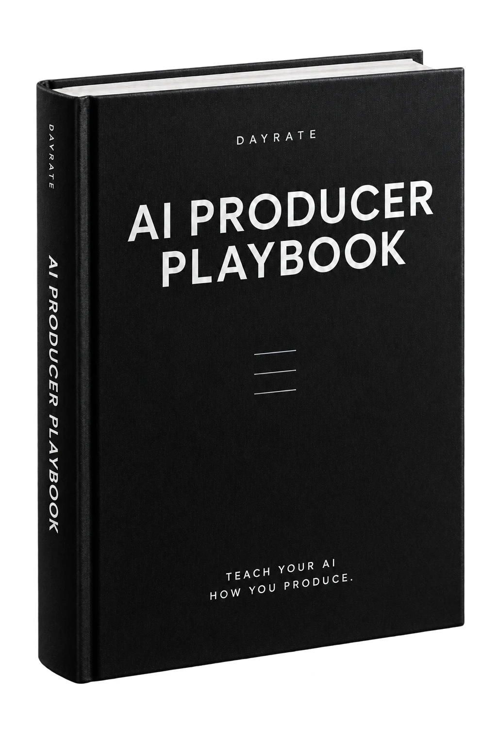 The AI Producer Playbook, a black digital book illustration